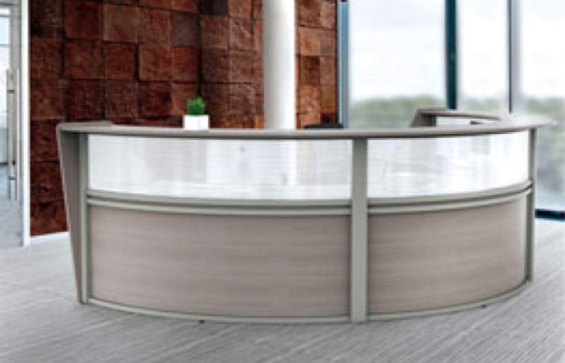 Semicircle gray reception desk