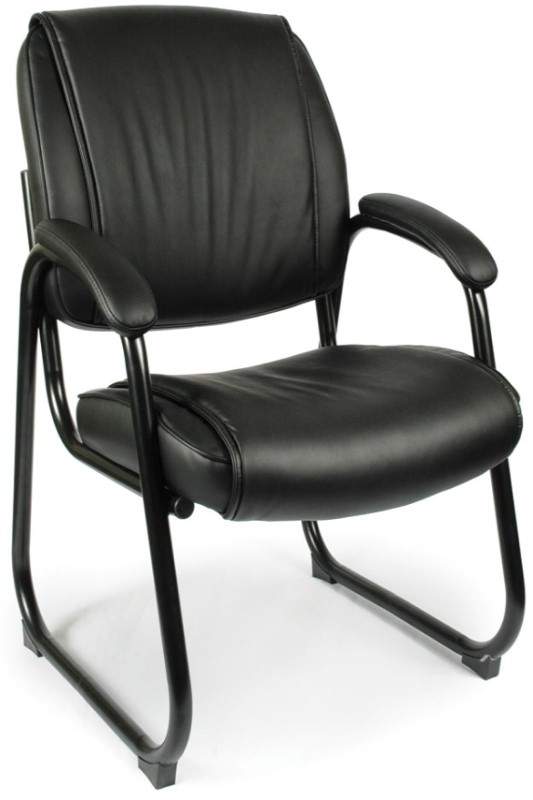 Black leather chair with black base