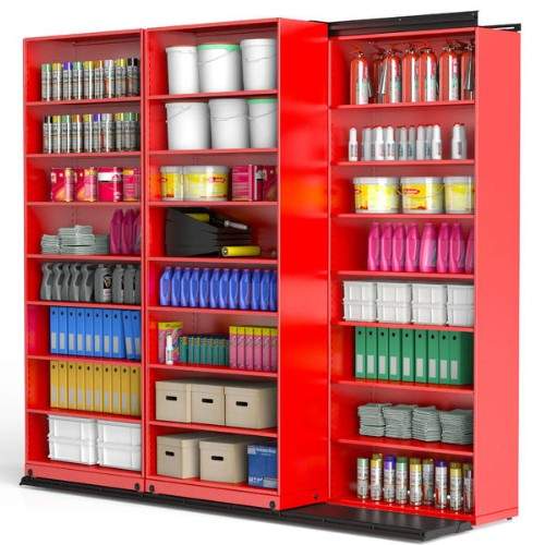 Red storage cabinet