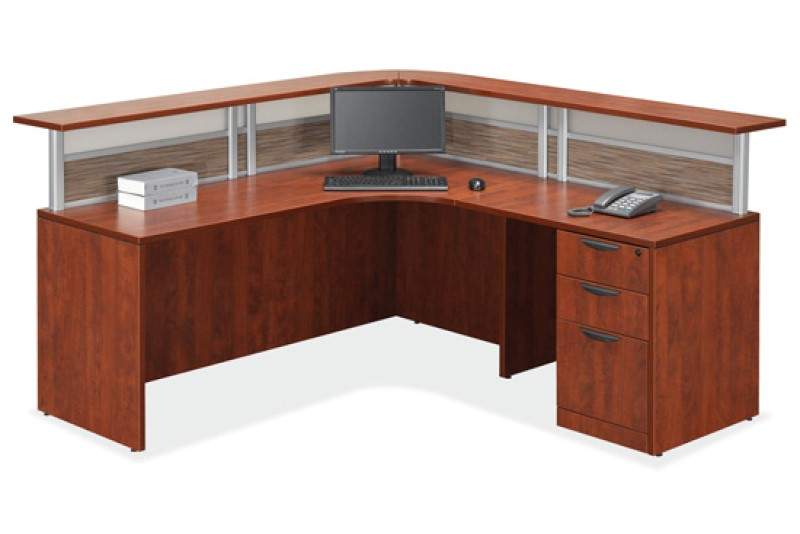 Brown L-shaped desk